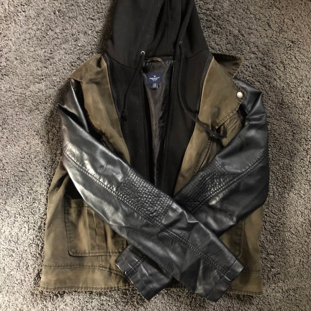 American Eagle, military leather jacket